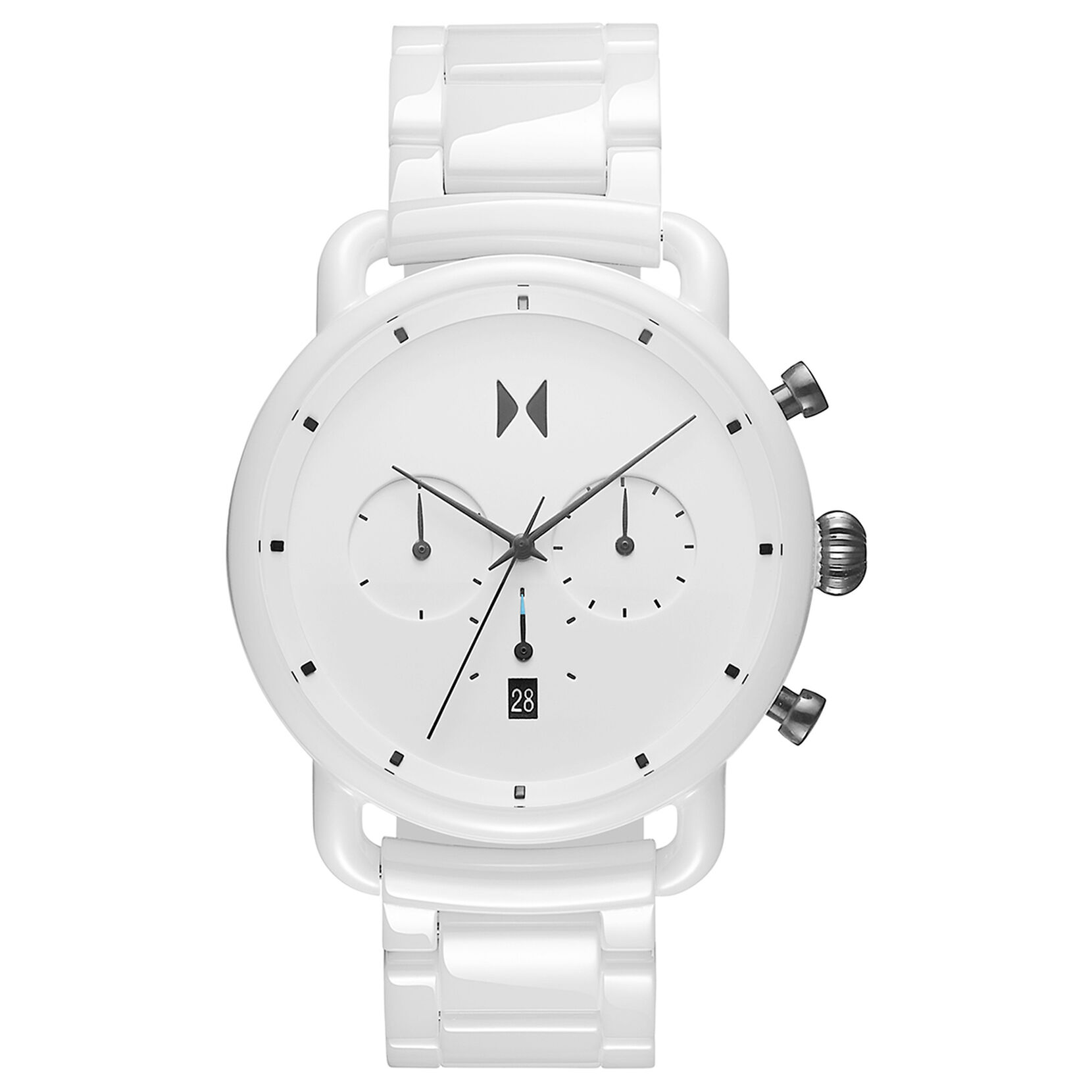 Blacktop Ceramic Men's Watch, 47mm White