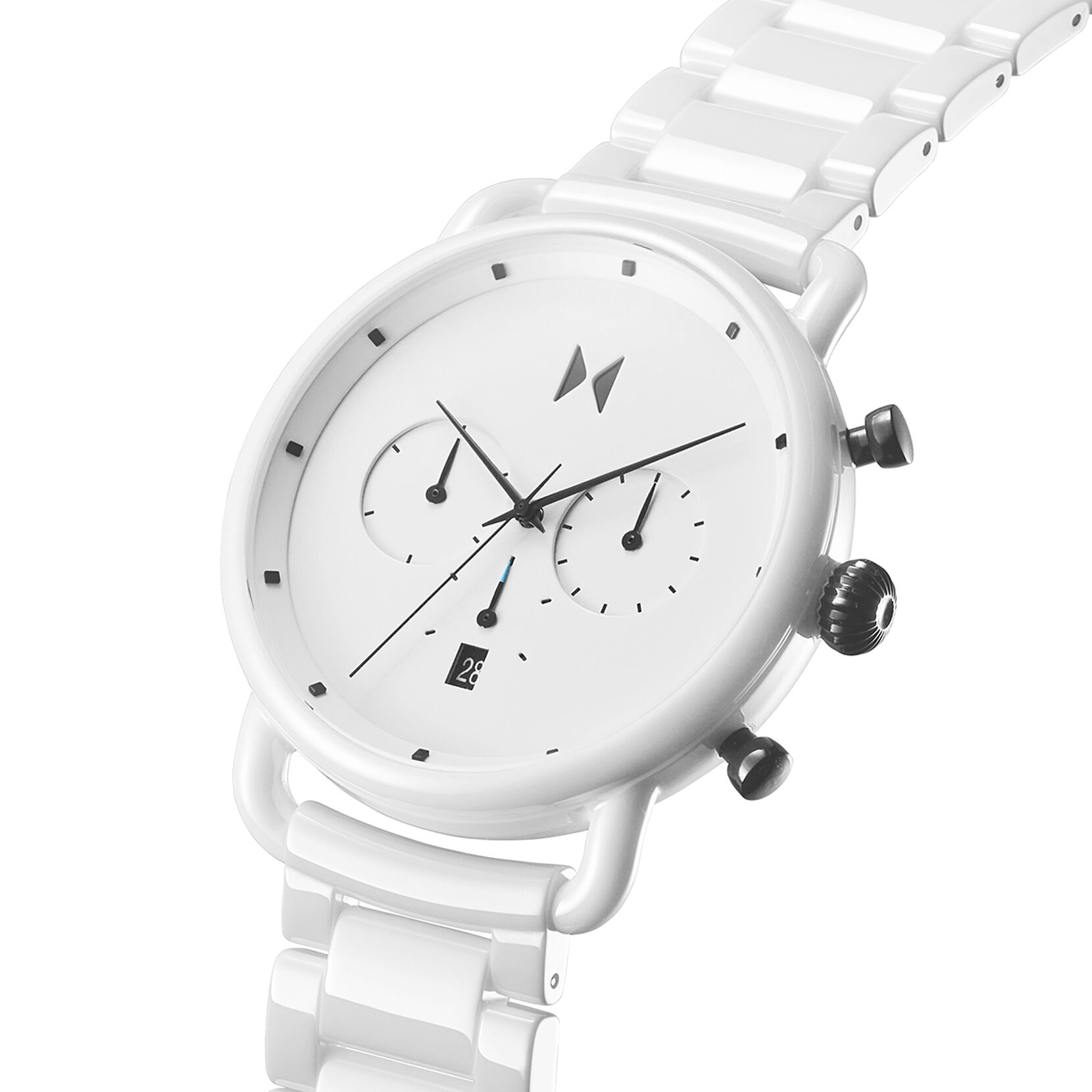 Blacktop Ceramic Men's Watch, 47mm White